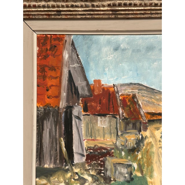 Mid-Century Modern Swedish Artist, Rural Village, 1950s, Oil on Panel, Framed For Sale - Image 3 of 12