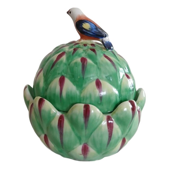 Vintage Mottahedeh Sir Humphrey Wakefield Stately Homes Artichoke Bird Trinkle Box For Sale