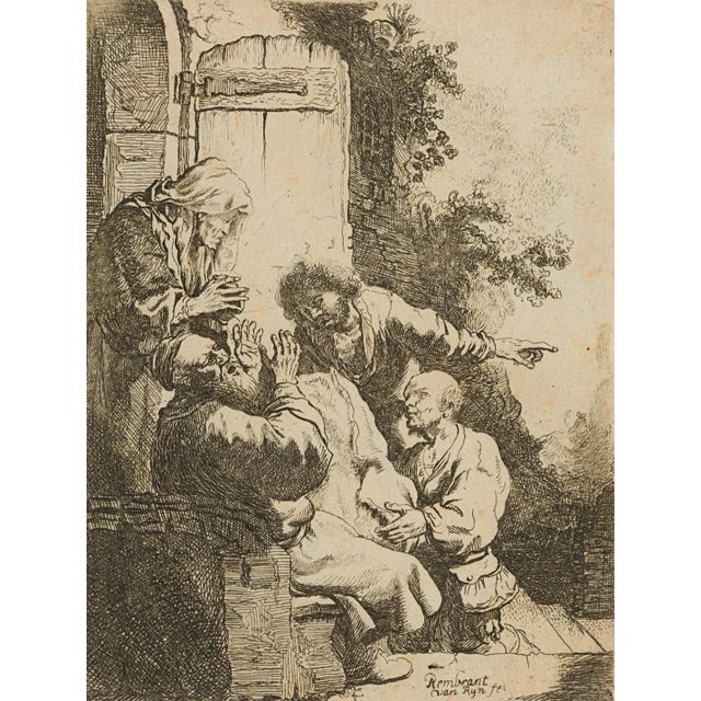 After Rembrandt, Joseph's Skirt Is Brought to Jacob, 17th-century, Etching For Sale - Image 5 of 5