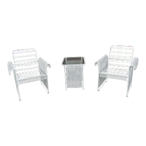 Russell Woodard Mesh Steel Patio Table & 2 Chairs