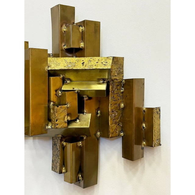 Curtis Jere Large Curtis Jeré Vintage Brutalist Cityscape Wall Sculpture For Sale - Image 4 of 7