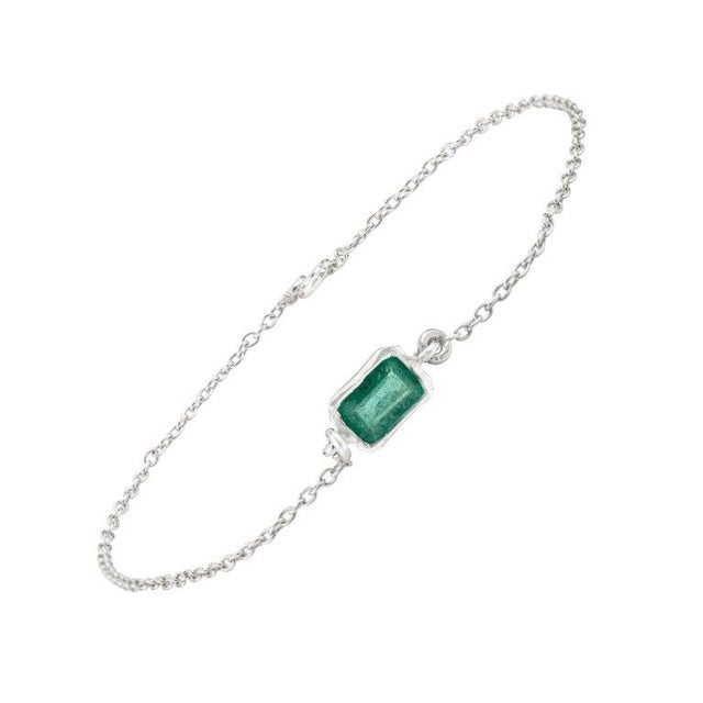 Not Yet Made - Made To Order Dainty Stackable Emerald Chain Bracelet in Pure 925 Silver for Everyday Wear For Sale - Image 5 of 11