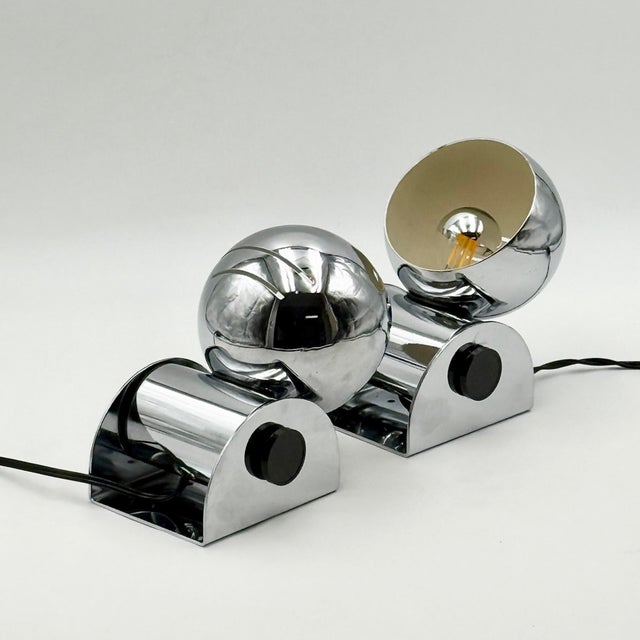 Metal Chrome Eyeball Lamps by Enrico Tronconi for Tronconi, Italy, 1970s, Set of 2 For Sale - Image 7 of 10