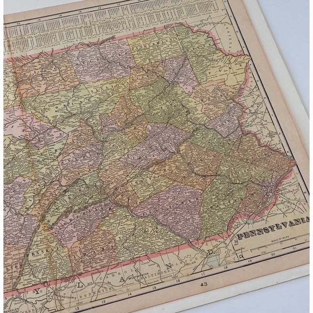 Antique Late 19th Early 20th Century "Pennsylvania" Color Atlas Map c.1910 For Sale - Image 13 of 15