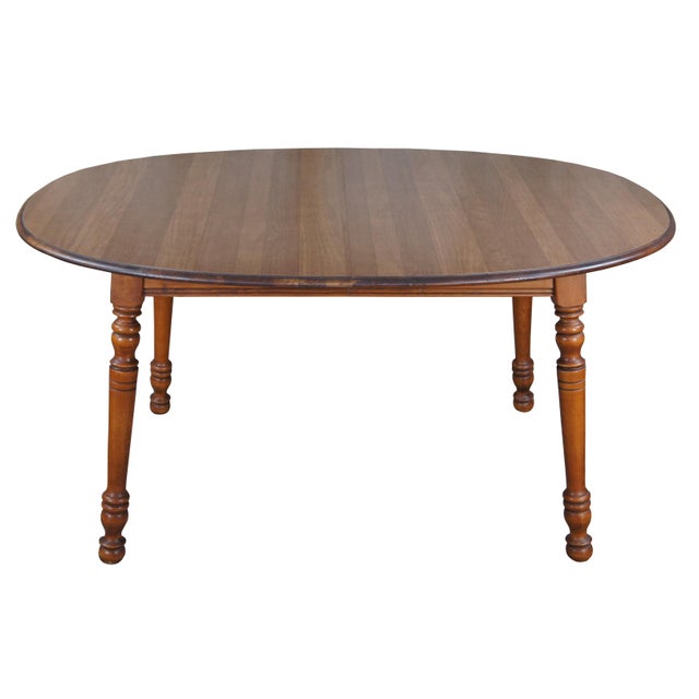 1960s Tell City Chair Co. Hard Rock Maple Colonial Style Round Extendable Dining Table For Sale - Image 13 of 13