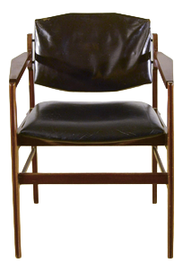 Mid-Century Style Wood and Stretched Leather Armhair, 1970s