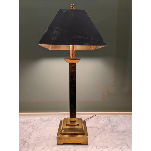 Mid 20th Century Solid Copper Art Deco Hollywood Regency Neoclassical Column Pillar Table Lamp For Sale - Image 6 of 12