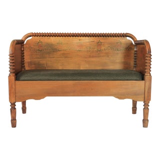 Antique Turned Wood Spindle Jenny Lind Style Spool Bench For Sale