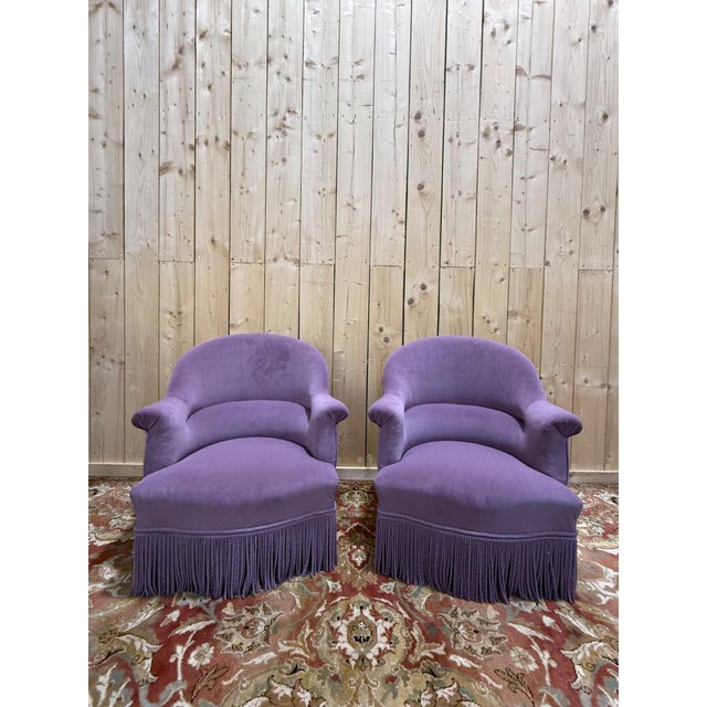 Toadstool Chairs in Purple Velvet, 1800s, Set of 2 For Sale - Image 6 of 6