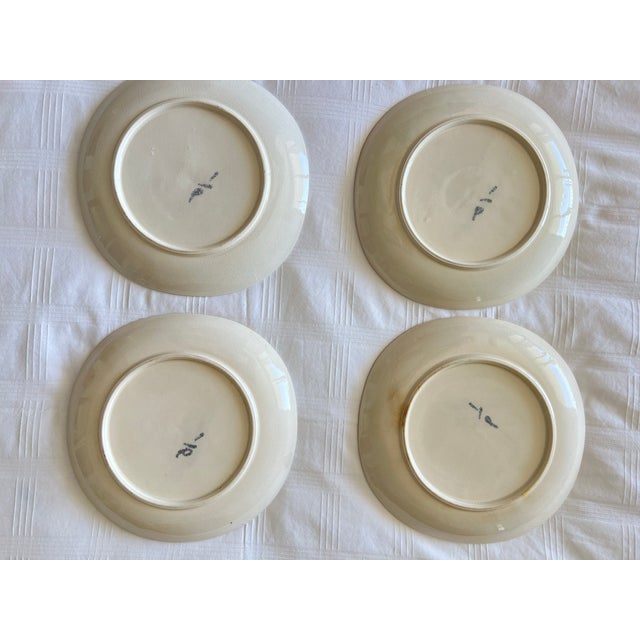 1950s Vintage Ucagco Hand Painted Apple Pear Textured Dessert Plates, Made in Usa- Set of 4 For Sale - Image 5 of 12