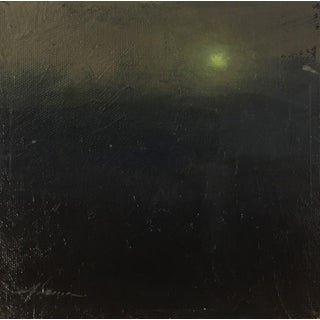 Color of Night by Jason Sacran | Oil on panel dark landscape with a glowing light For Sale