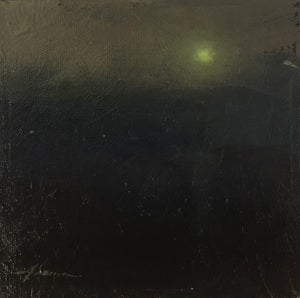 Color of Night by Jason Sacran | Oil on panel dark landscape with a glowing light