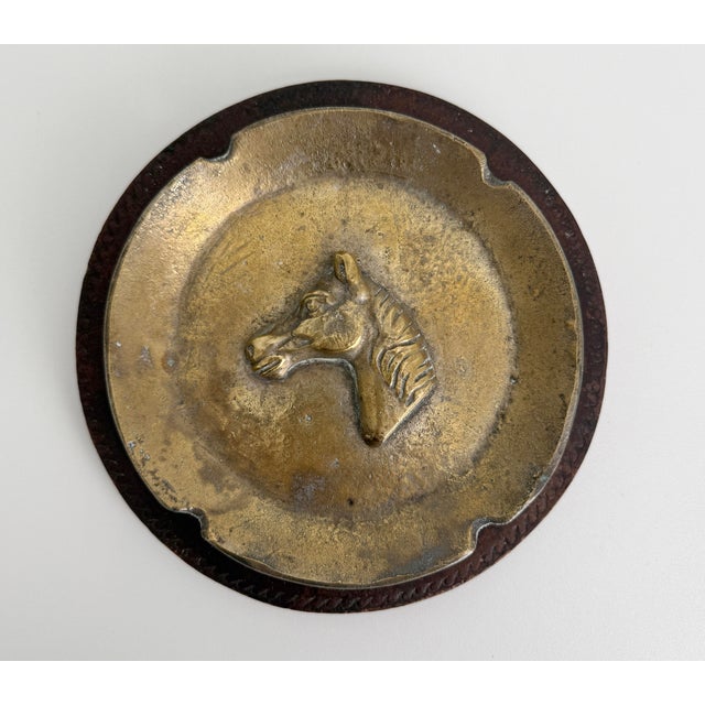 Mid 20th Century Italian Bronze & Leather Equestrian Ashtray Catchall For Sale - Image 5 of 10