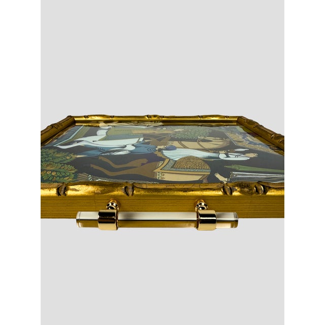 Ornamental & Decorative Materials Gold Faux Bamboo Manuel Canovas Indian Celebration Tray For Sale - Image 7 of 8