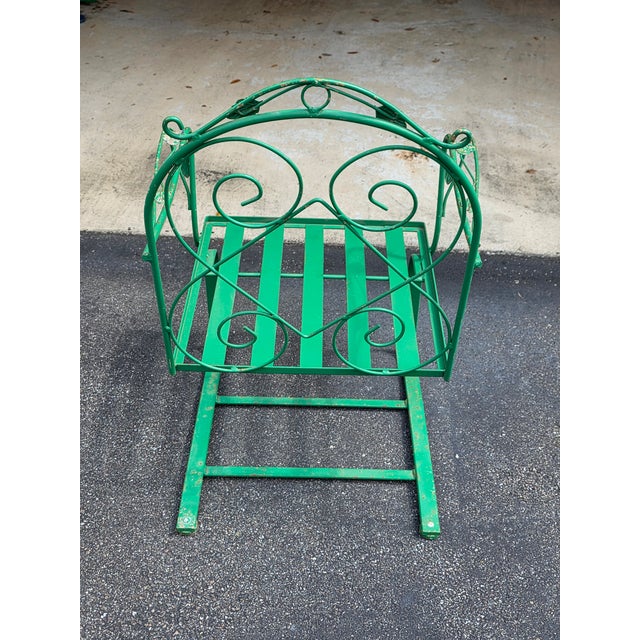 Green Vintage Mid-Century Style Meadowcraft Wrought Iron Counterlever Lounge Chair For Sale - Image 8 of 8