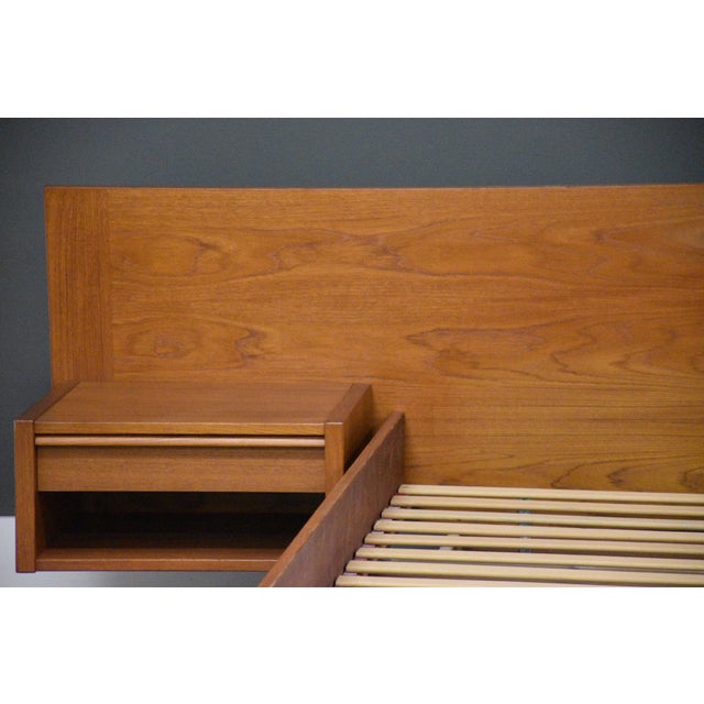 Brown Mid 20th Century Danish Modern Teak Queen Platform Bed For Sale - Image 8 of 12