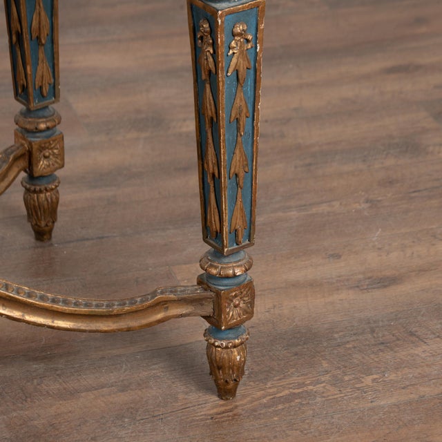 19th Century Swedish Giltwood & Blue Side Table With Hidden Storage For Sale - Image 12 of 18