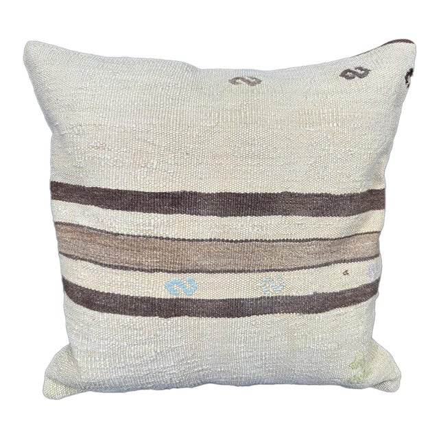 Turkish Hemp Pillow Cushion Natural Beige Brown Pillow Cushion Cover 20"x20" For Sale