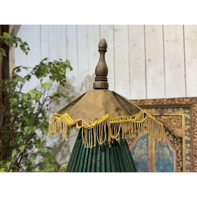Indonesian Parasol in Wallpaper, Wood and Wool, 1950s For Sale - Image 9 of 18