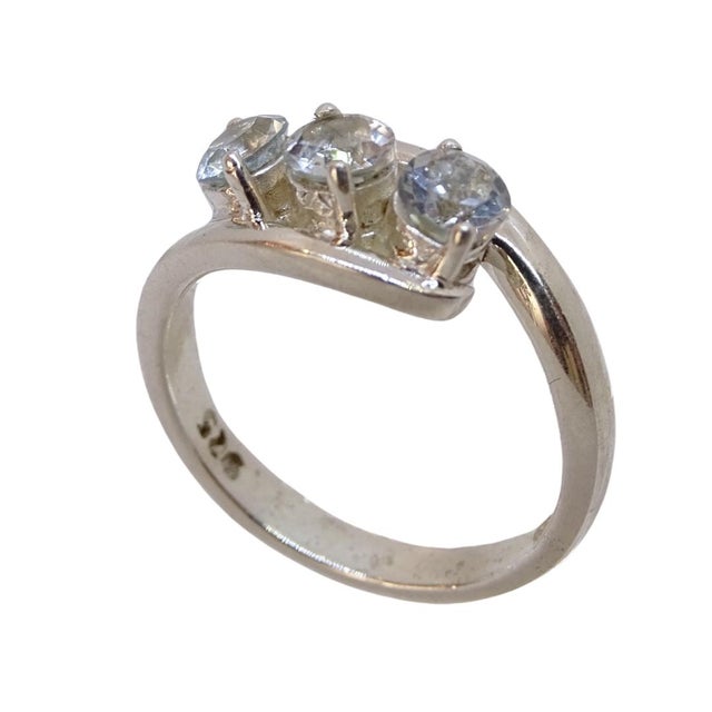 Trilogy Ring with Aquamarine in 925 Sterling Silver, 2010s For Sale - Image 18 of 18