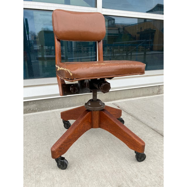 Coffee Early 20th Century Gunlocke Style Swivel-Tilt Desk Chair From B. L. Marble Chair Co. For Sale - Image 8 of 13