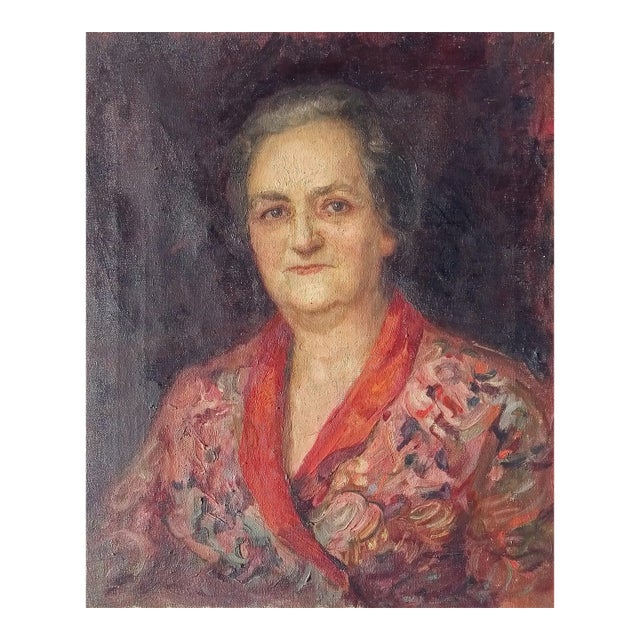 Original Oil Painting: Soviet Woman Portrait, Ukrainian Artist 60-50 For Sale