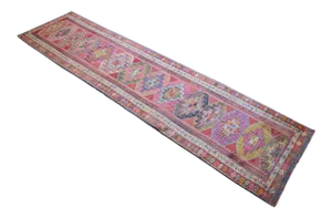 Kurdish Runner Herki Rug. Hand-Knotted Tribal Halway Rug - 3′1″ × 12′9″