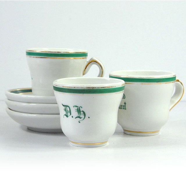 1940s Large Belgian Porcelain Cups and Saucers, 1890s, Set of 6 For Sale - Image 5 of 10