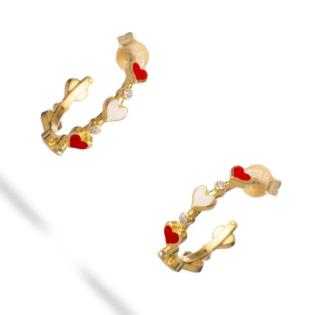 Contemporary Eternal Love Enamel Heart Hoop Earrings, A Pair For Sale - Image 3 of 6