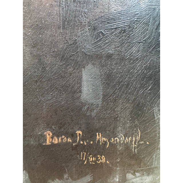 1938 European Society Portrait, Paris, Signed Baron Th. Meyendorff – Original Oil on Canvas For Sale - Image 4 of 7