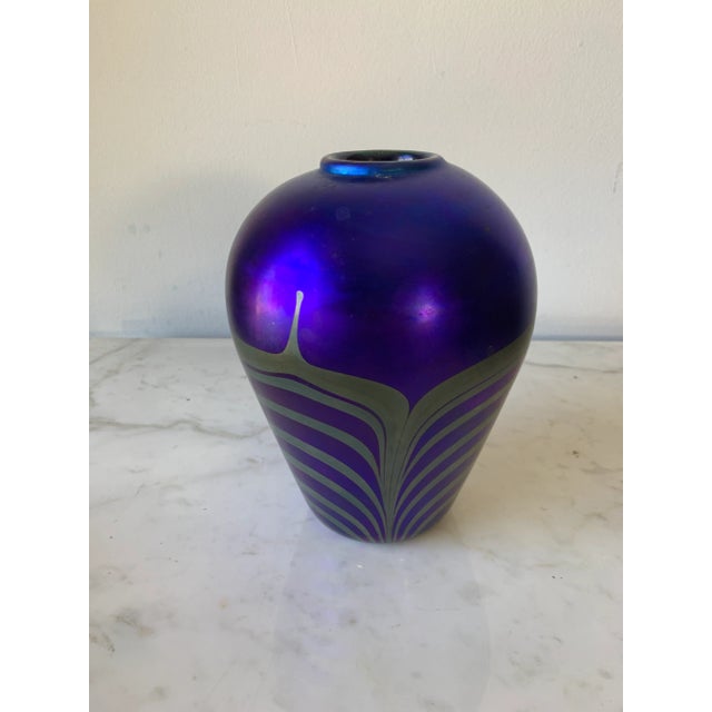 Vintage 1985 Pulled Feather Vase by Chuck Walters of Jamala Glass Studio For Sale - Image 10 of 13