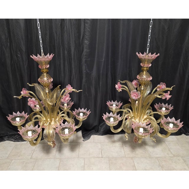 Murano Glass Chandeliers, 1980s, Set of 2 For Sale - Image 15 of 15