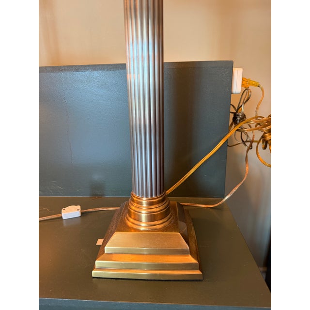 Late 20th Century Late 20th Century Solid Brass Column Table Lamp For Sale - Image 5 of 5