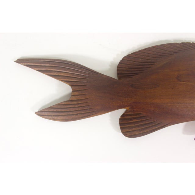 1970s Vintage Hand Carved Wood Fish Wall Decor For Sale - Image 5 of 12
