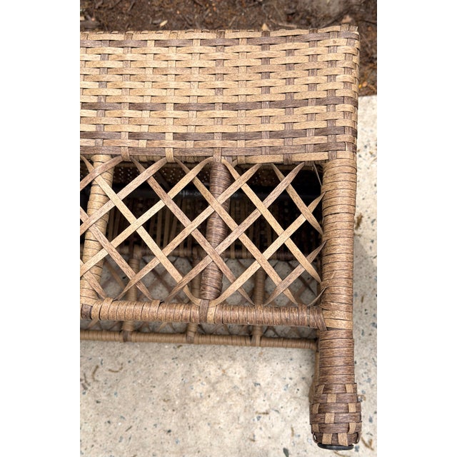 Pair of Woven Rattan Style Ottomans For Sale - Image 10 of 12