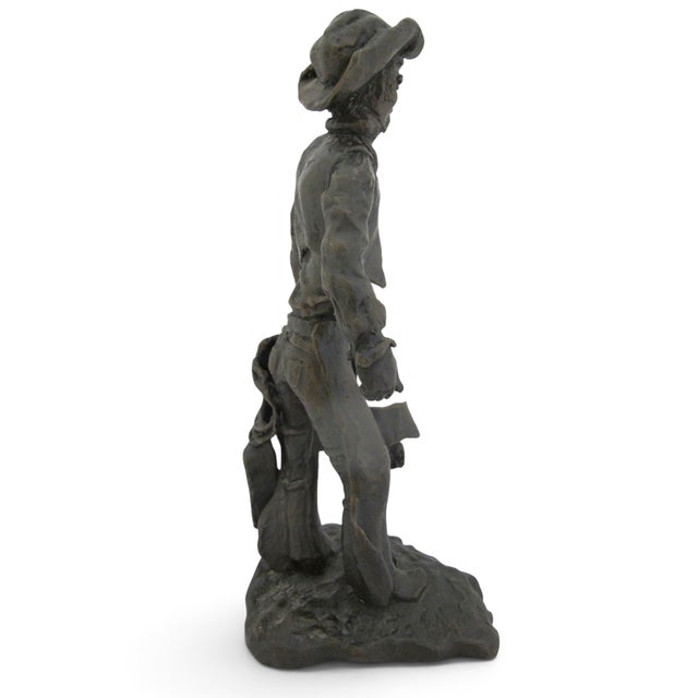 Bronze Colorado Cowboy With Saddle James Turner Sr. Western Art Bronze Statue For Sale - Image 8 of 12
