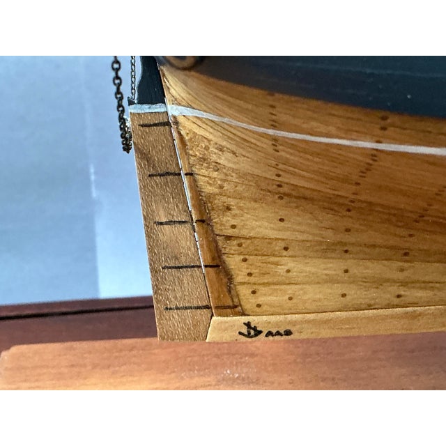 Alan Burghart Scale Model of HMS Rose 1757 Wooden Ship Display Case Handmade For Sale - Image 13 of 17