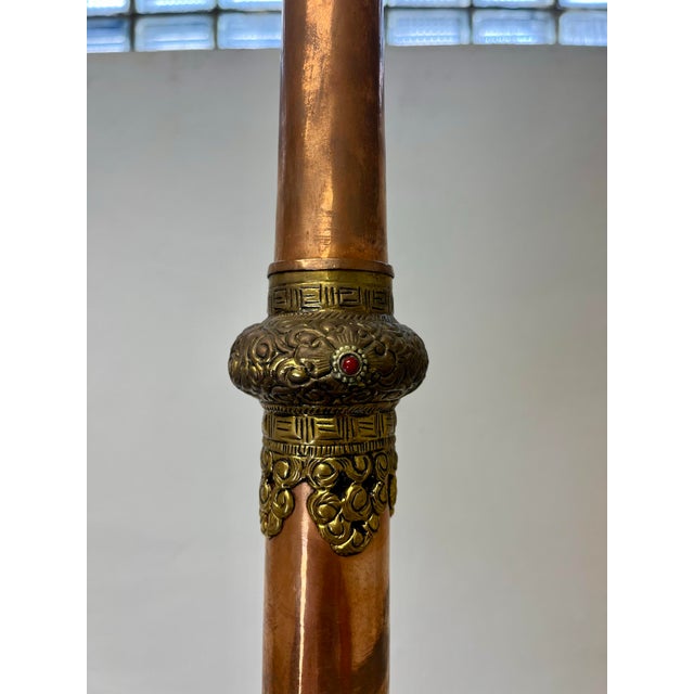 Bone Tibetan Telescoping Long Horn Brass Copper Gems For Sale - Image 7 of 10