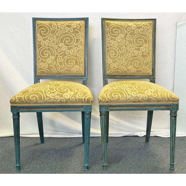 Vintage French Louis XVI Style Side Chairs With New Upholstery- Pair For Sale - Image 4 of 11