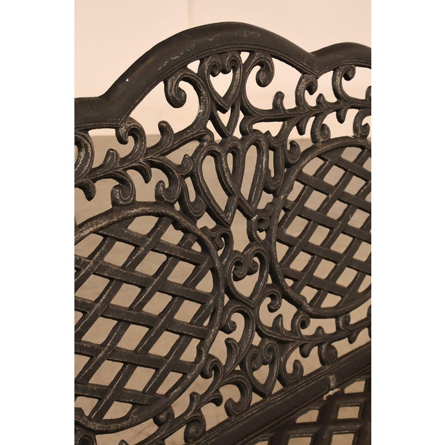 Cast Aluminum Garden Bench With Ornate Lattice Back For Sale - Image 9 of 18