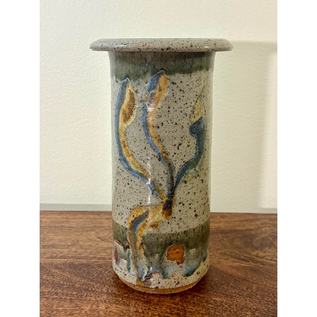 Mid-Century Modern Vintage Mid Century Modern Studio Pottery Vase, Signed Ceramic Vessel For Sale - Image 3 of 6