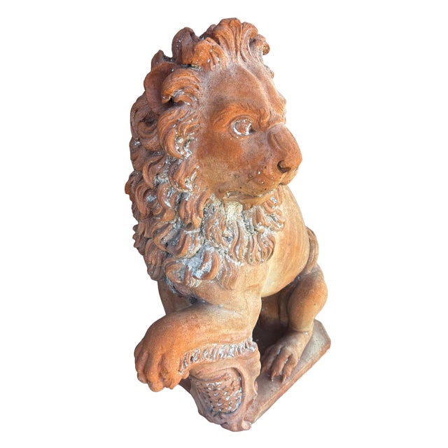Pair of Italian Terracotta Lions For Sale - Image 4 of 11