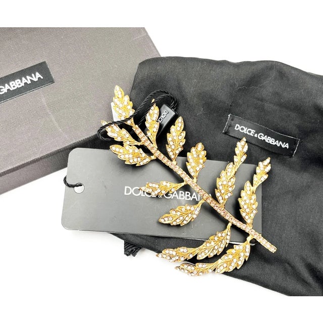 Dolce & Gabbana Brand New Gold Leaf Silver Pink Crystal Large Brooch *Comes with the original tag, dustbag and box...