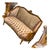 French Rococo Style Sofa – Beige Velvet & Damask Upholstery With Gilded Gold Leaf Frame For Sale