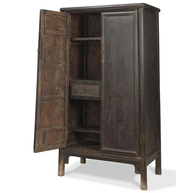 Large Tapered Dark Elm Cabinet For Sale - Image 3 of 11