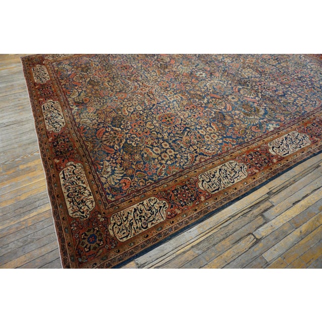 Textile Wonderful Blue Color Background Fine Sarouk Farahan Style Antique Persian Rug For Sale - Image 7 of 7