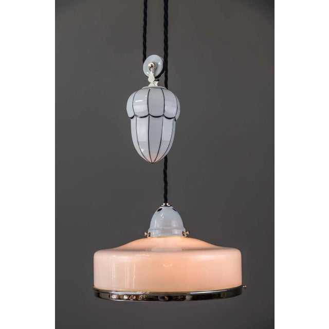 Bauhaus Adjustable Porcelain Chandelier with Original Shade, 1920s For Sale - Image 12 of 18