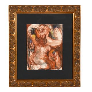 Saul Lishinsky Modern Abstract Nude Drawing Finely Framed For Sale