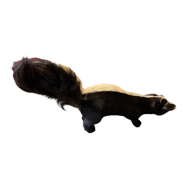 9 Inch Skunk, Hand Crafted , Fur, Figurine Vintage For Sale
