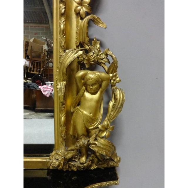 Gold Very & Impressive Victorian English Gilt Overmantle Mirror For Sale - Image 8 of 13